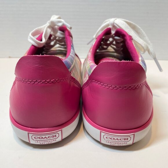 Coach Womens Plaid Canvas Lace-Up Sneakers Size 7 With Original Box - Picture 15 of 16